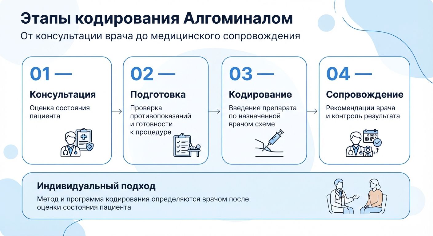 Кодирование препаратом «Алгоминал» в Барановичах инфографика